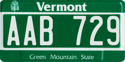 VT license plate AAB729