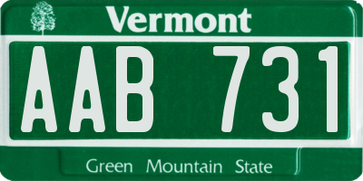 VT license plate AAB731