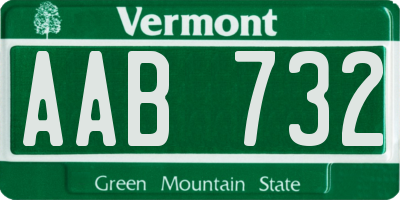 VT license plate AAB732