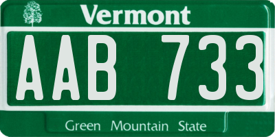 VT license plate AAB733