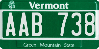 VT license plate AAB738