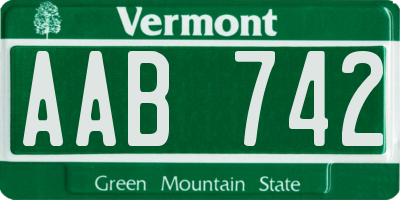 VT license plate AAB742