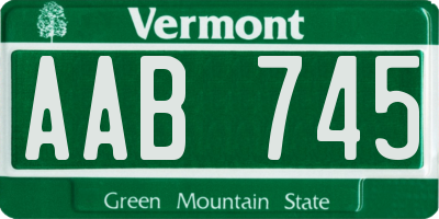 VT license plate AAB745