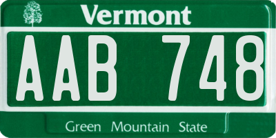 VT license plate AAB748