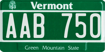 VT license plate AAB750