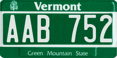 VT license plate AAB752