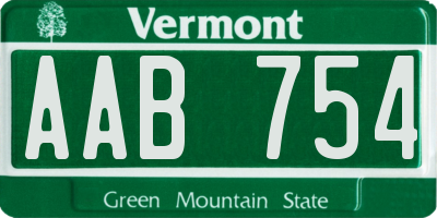 VT license plate AAB754