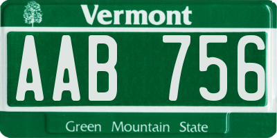 VT license plate AAB756