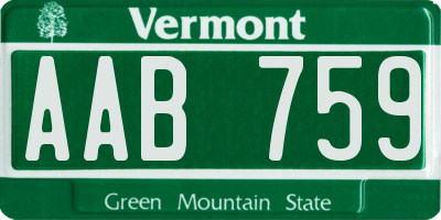VT license plate AAB759