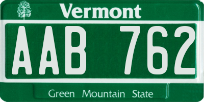 VT license plate AAB762