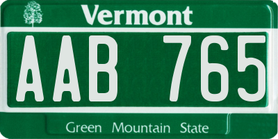 VT license plate AAB765