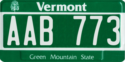 VT license plate AAB773