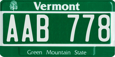 VT license plate AAB778