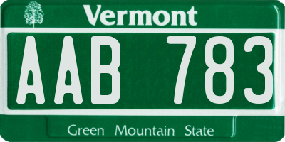 VT license plate AAB783