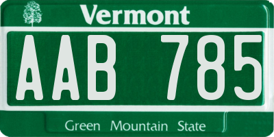 VT license plate AAB785