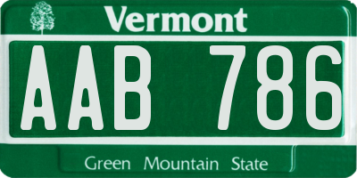 VT license plate AAB786