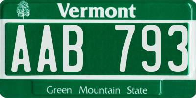 VT license plate AAB793