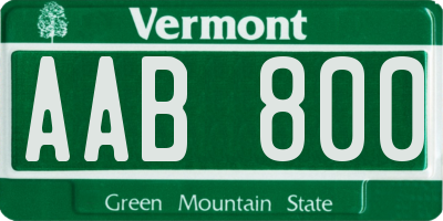 VT license plate AAB800