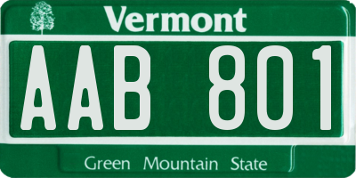 VT license plate AAB801