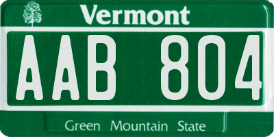 VT license plate AAB804