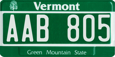 VT license plate AAB805