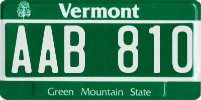 VT license plate AAB810