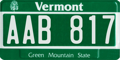 VT license plate AAB817