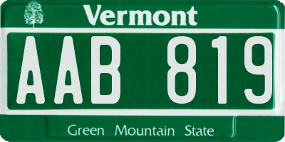 VT license plate AAB819