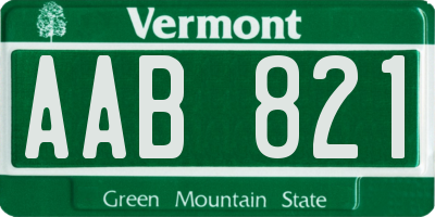 VT license plate AAB821