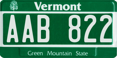 VT license plate AAB822