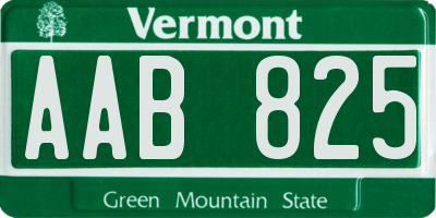 VT license plate AAB825