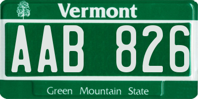 VT license plate AAB826