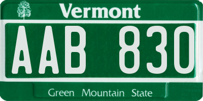 VT license plate AAB830