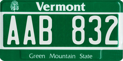 VT license plate AAB832