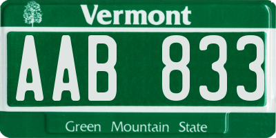 VT license plate AAB833