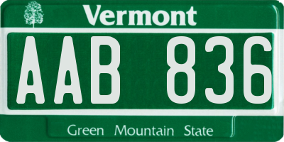 VT license plate AAB836