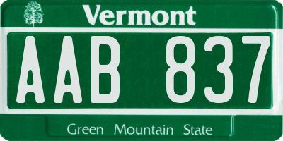 VT license plate AAB837