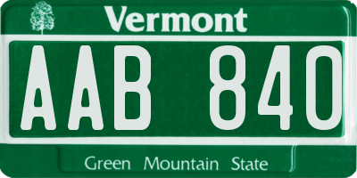VT license plate AAB840