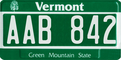 VT license plate AAB842
