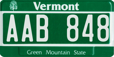 VT license plate AAB848