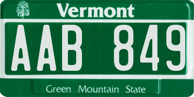 VT license plate AAB849