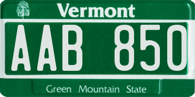 VT license plate AAB850