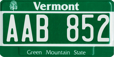 VT license plate AAB852