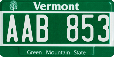 VT license plate AAB853