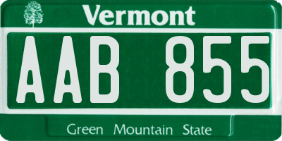 VT license plate AAB855