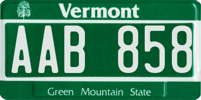 VT license plate AAB858