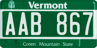 VT license plate AAB867