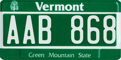 VT license plate AAB868