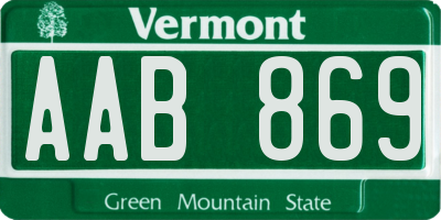 VT license plate AAB869