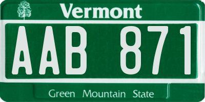 VT license plate AAB871